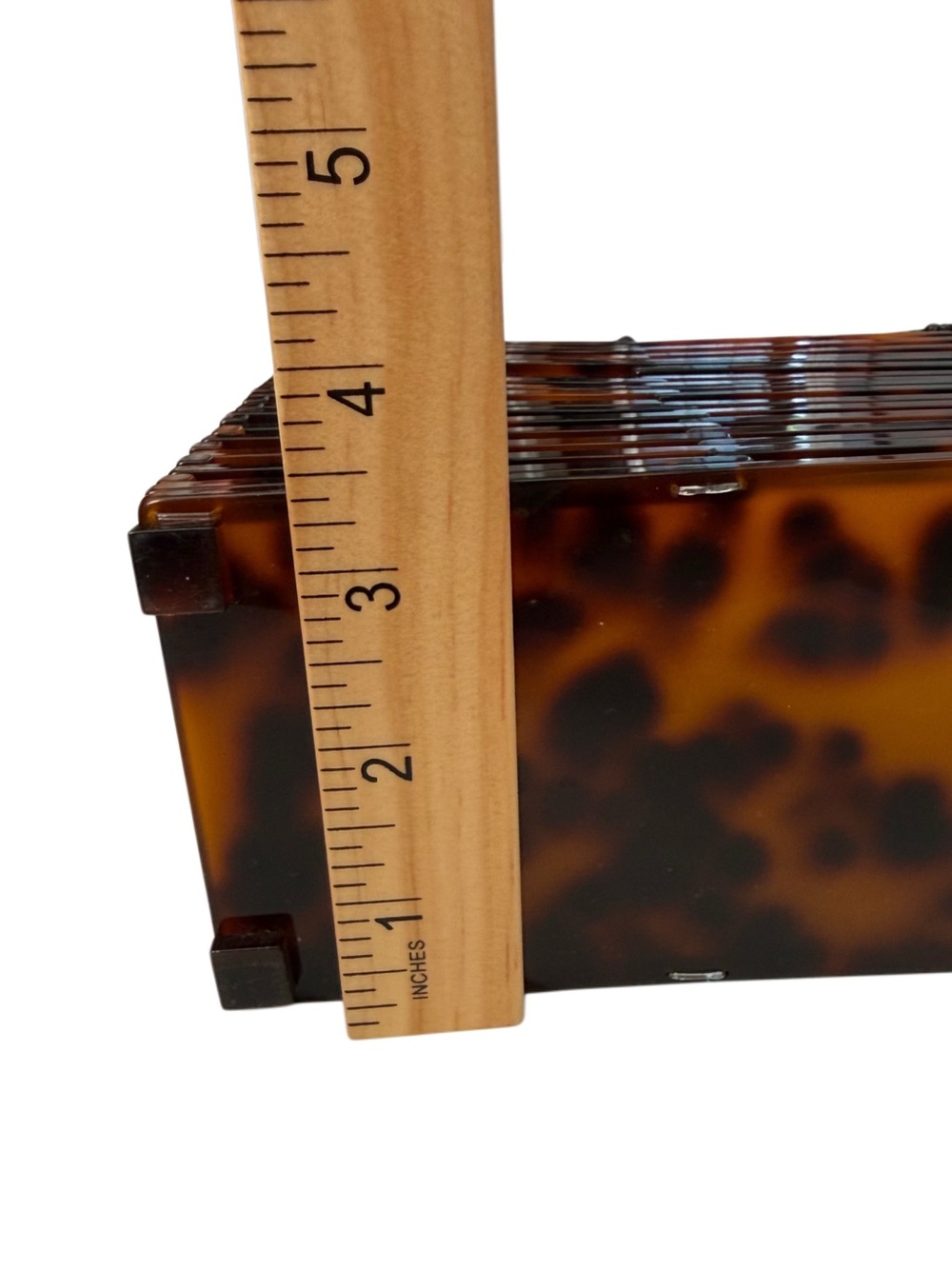 Vacation Resort Statement Tortoiseshell Slatted Acrylic Handbag Tote - Picture 6 of 8